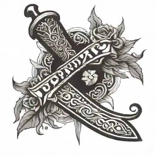 espada con la palabra HOPE tattoo design idea