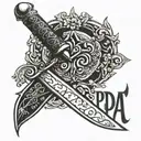espada con la palabra HOPE tattoo design idea