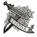 espada con la palabra HOPE tattoo design idea