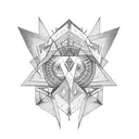 symmetrical back tattoo with triangles on the shoulder blades tattoo design idea