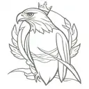 hawk with crown and cross tattoo design idea