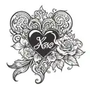 heart,XOXO  tattoo design idea