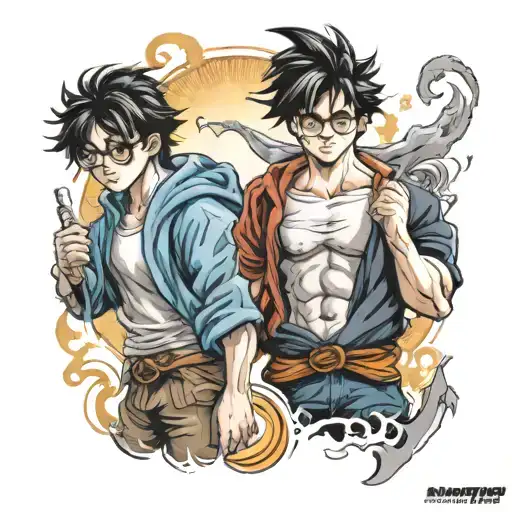 Harry Potter and goku ultra instinct tattoo design idea