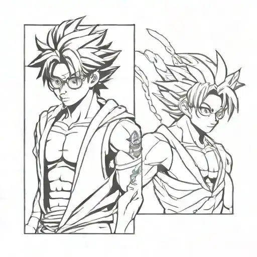 Harry Potter and goku ultra instinct tattoo design idea