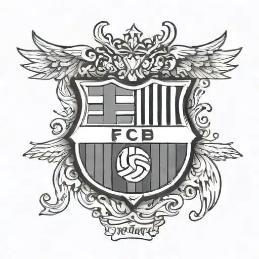 fc barcelona with angel wings tattoo design idea