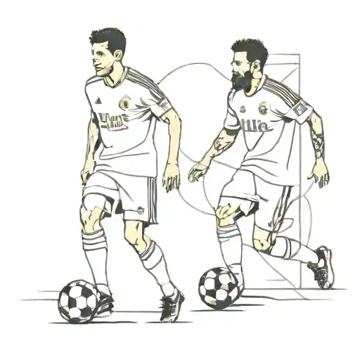 Cristiano Ronaldo and Messi together with 10 Ballon d'Ors tattoo design idea