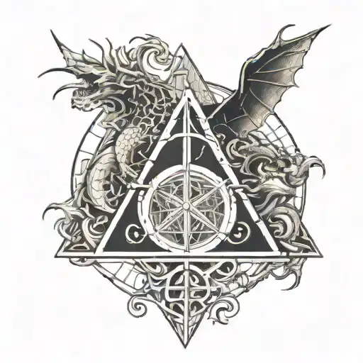 deathly hallows inspired by dragon ball tattoo design idea