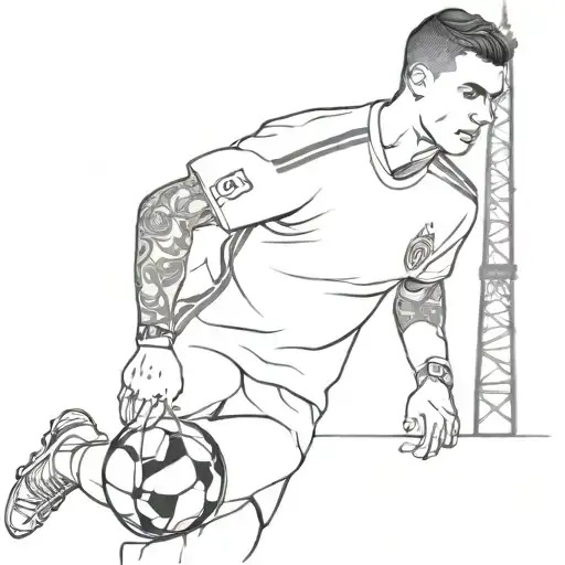 Cristiano Ronaldo with the Paris shirt and the Eiffel Tower tattoo design idea