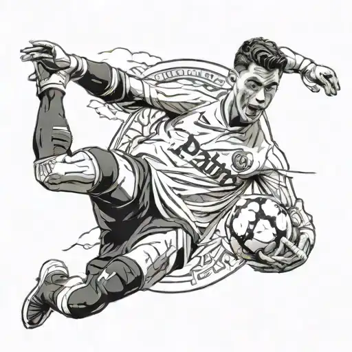 Cristiano Ronaldo with the PSG kit with the Harry Potter background tattoo design idea