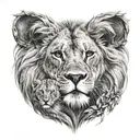lion with a lioness and 4 cubs underneath tattoo design idea