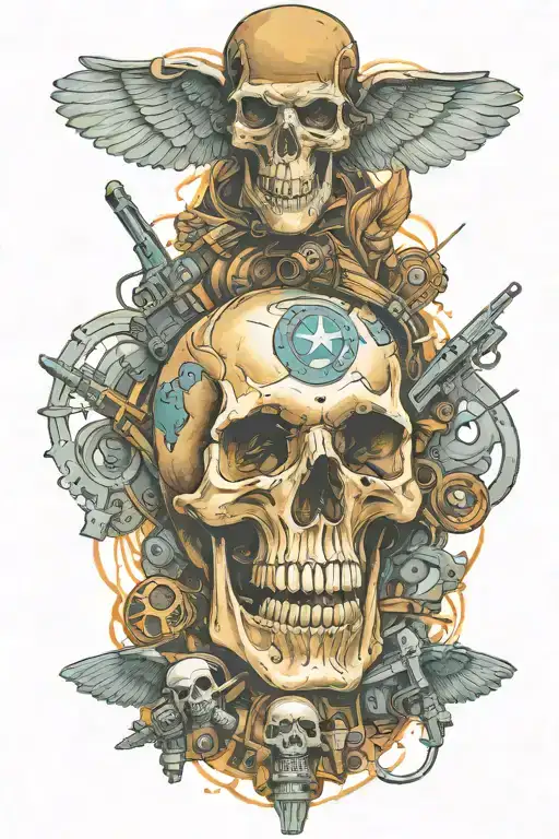airborne, air assault, infantry, surgeon, hunter, skull tattoo design idea