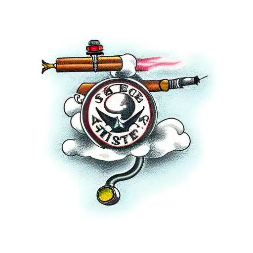 smoke pipe tattoo design idea