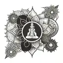 7 chakras black ink tattoo design idea