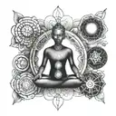 7 chakras black ink tattoo design idea