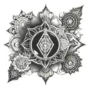 7 chakras black ink tattoo design idea