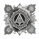 7 chakras black ink tattoo design idea