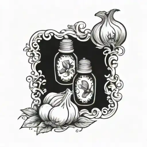 salt, pepper, and garlic shakers   tattoo design idea
