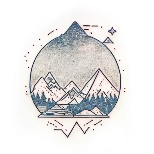 Hiking, mountain, trail, backpack, campfire, sunset, hiker tattoo design idea