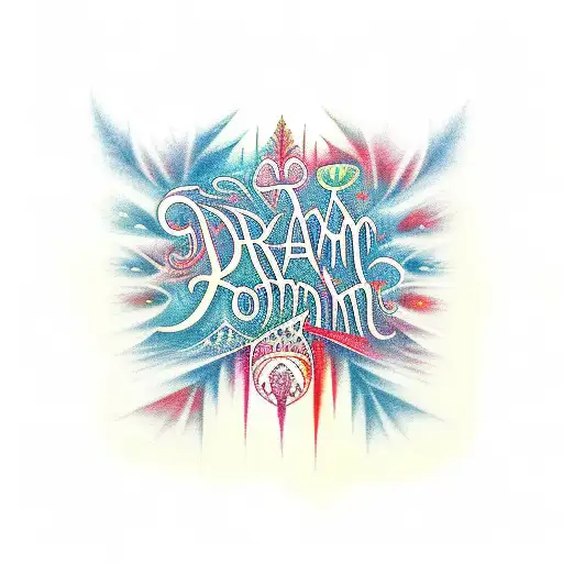 ambigram tha says dream one way and world the other in tree branches tattoo design idea