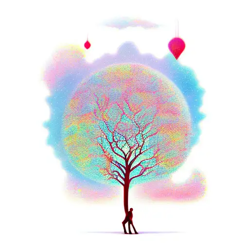 ambigram tha says dream one way and world the other in tree branches tattoo design idea