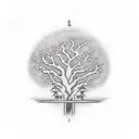 ambigram tha says dream one way and world the other in tree branches tattoo design idea