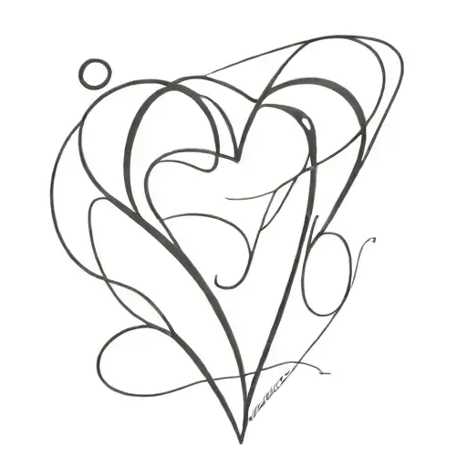 tattoo black lined heart formed by a J and the number 9  tattoo design idea