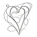 tattoo black lined heart formed by a J and the number 9  tattoo design idea
