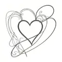 tattoo black lined heart formed by a J and the number 9  tattoo design idea