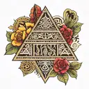 mayan symbols pyramid surrounded tattoo design idea