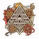 mayan symbols pyramid surrounded tattoo design idea