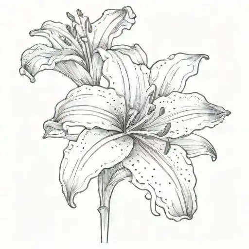 simple stargazer lily flower tattoo design idea