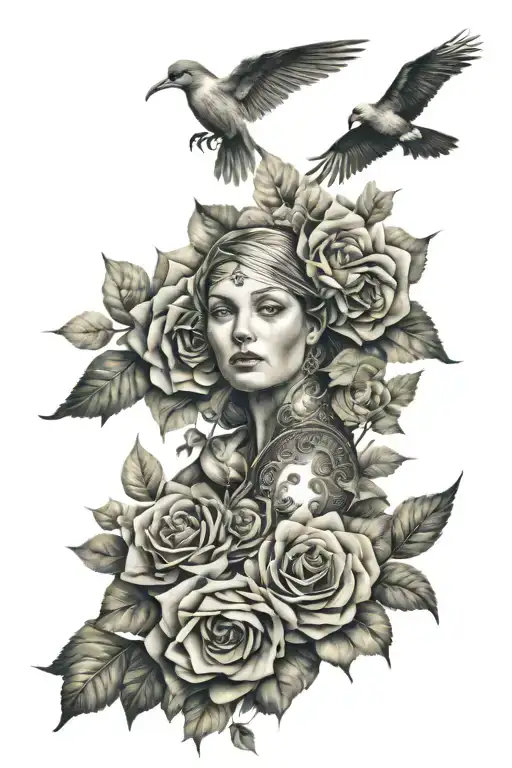 patchwork sleeve tattoo design idea