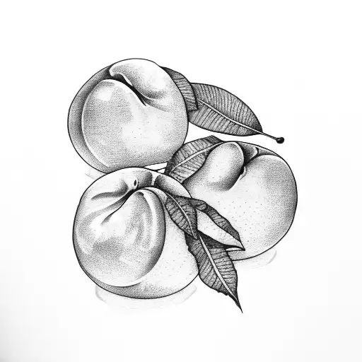 a peach and an orange with leaves tattoo design idea