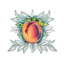 a peach and an orange with leaves tattoo design idea