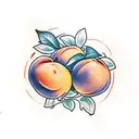 a peach and an orange with leaves tattoo design idea