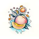 a peach and an orange with leaves tattoo design idea