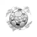 A soccer ball soaring over a mountain landscape tattoo design idea