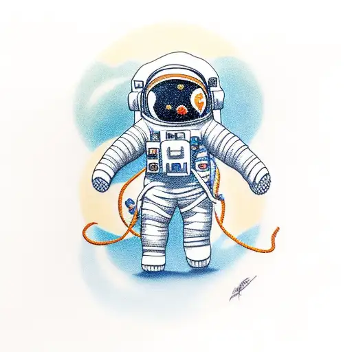 Astronaut holding a teddy bear tattoo design idea