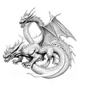 dragon crawling downwards tattoo design idea