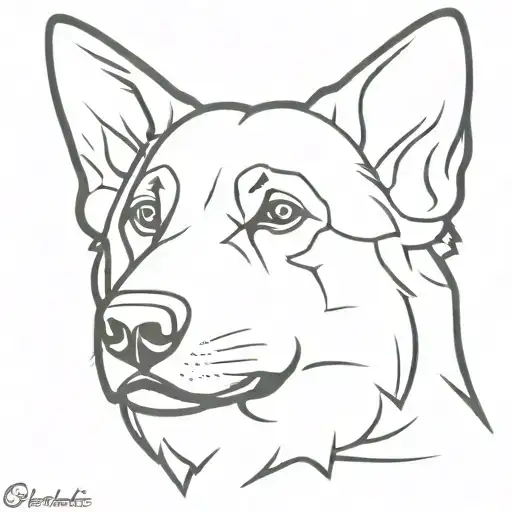 german shepherd dog silhouette tattoo design idea