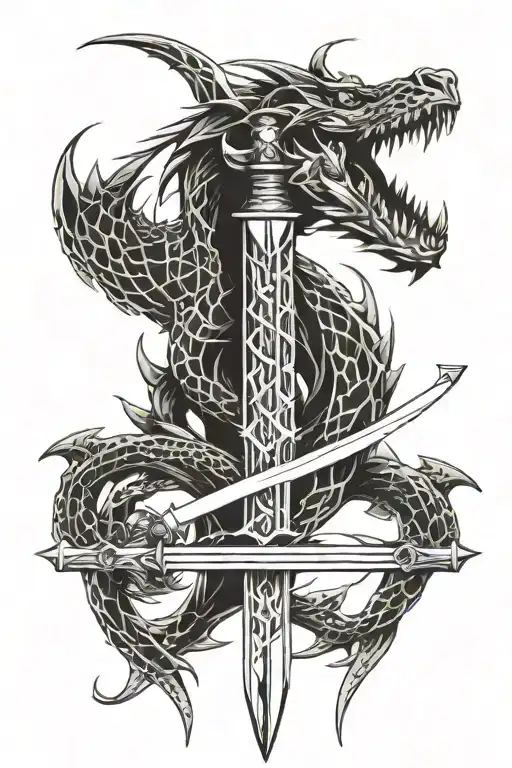 Sword Dragon Slayer tattoo design idea