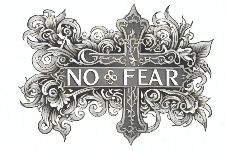 cross, with the words "no fear. Joshua 1:9" tattoo design idea