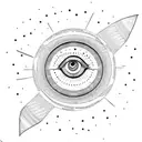 moon meets sun, evil eye in middle. minimalist design  tattoo design idea