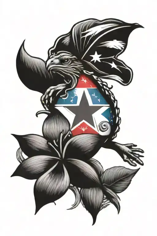 Flor De Maga and Coqui with Puerto Rican flag tattoo design idea