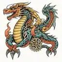 mechanical dragon tattoo design idea