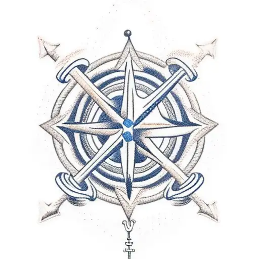 nautical star with anchor hanging from it tattoo design idea