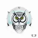  owl with eyes as clocks depicting 11:03 and 21:08 tattoo design idea