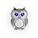  owl with eyes as clocks depicting 11:03 and 21:08 tattoo design idea