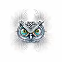  owl with eyes as clocks depicting 11:03 and 21:08 tattoo design idea