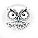  owl with eyes as clocks depicting 11:03 and 21:08 tattoo design idea